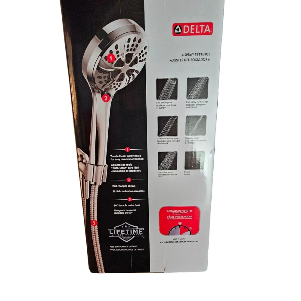Delta 6-Setting Hand Shower Chrome Finish Handheld Showerhead 75605D NEW